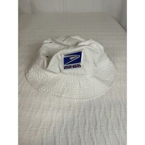 USPS Newhattan Seersucker Bucket Hat L/XL White Cotton Boonie Vented Sun Hat